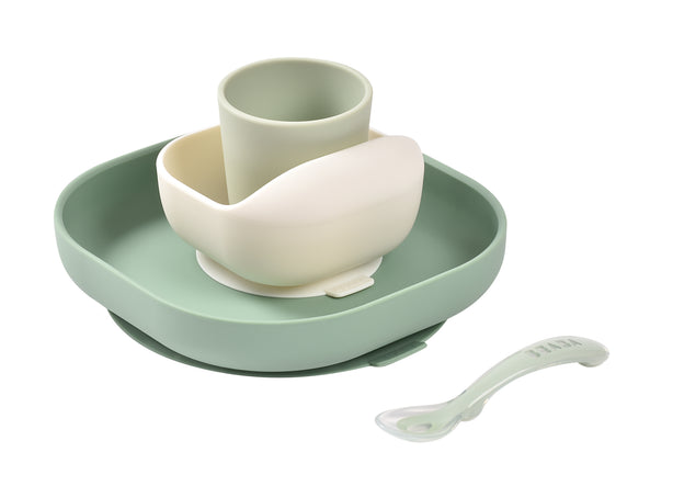 Beaba Silicone Suction Meal Set - Sage/Misty Green
