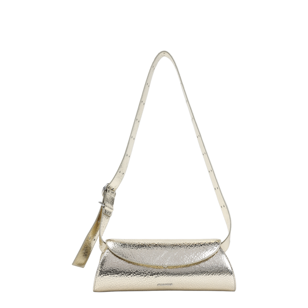 Cannolo Small Crackled Laminated Leather Handbag - Platino