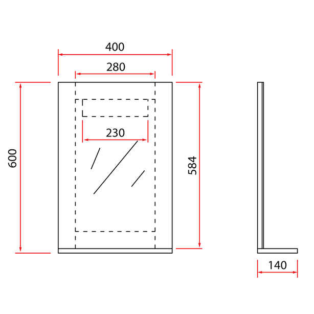 Rubine PVC Mirror Cabinet | RMC-ACO-4060S1