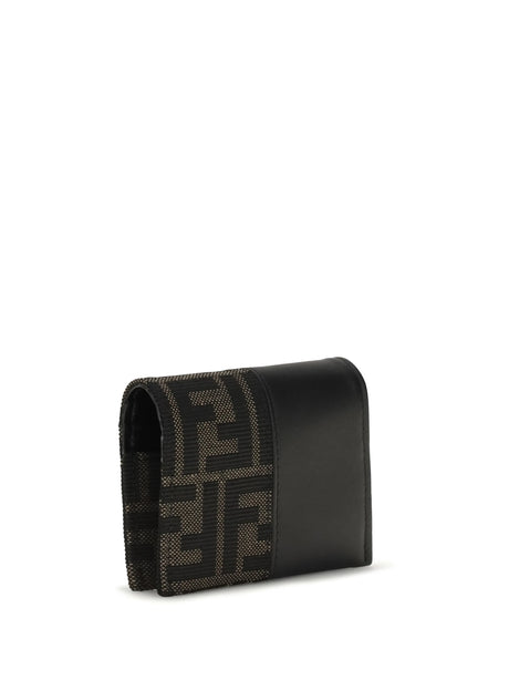 Fendi FF jacquard Card Holder - Nero+Tabacco Moro