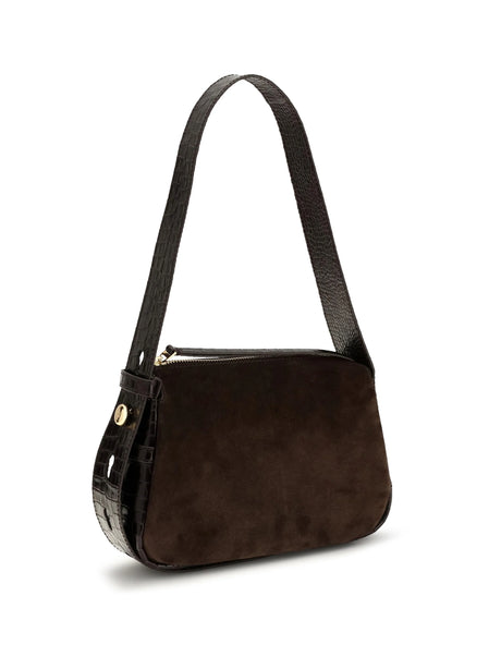Tory Burch Small Romy suede Shoulder Bag - Dark Cocoa