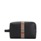 Signature Stripe Medium Leather Wash Bag - Black