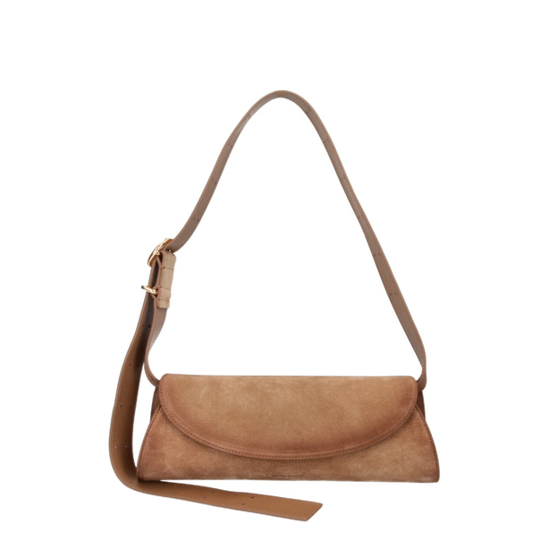 Cannolo Small Suede Shoulder Bags - Biscuit