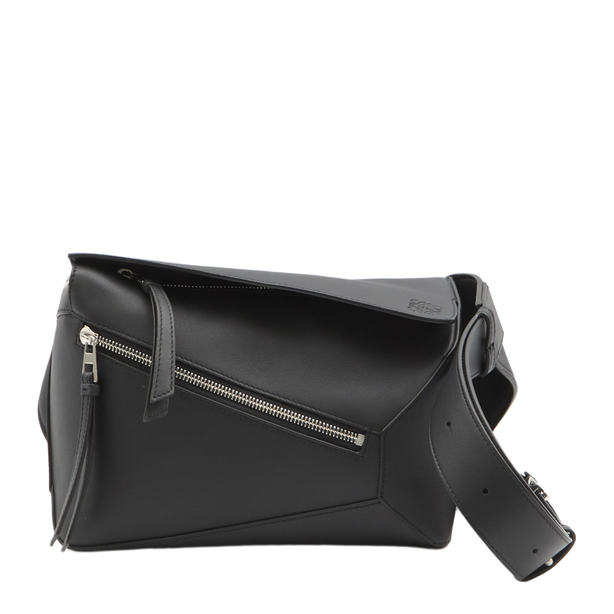 Puzzle Edge Small Calfskin Bumbag - Black