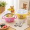 Zebra Kiddy Bowl With Handle, Plc Lid & Kiddy Spoon, Assorted Colors (Green, Yellow, Blue And Pink)