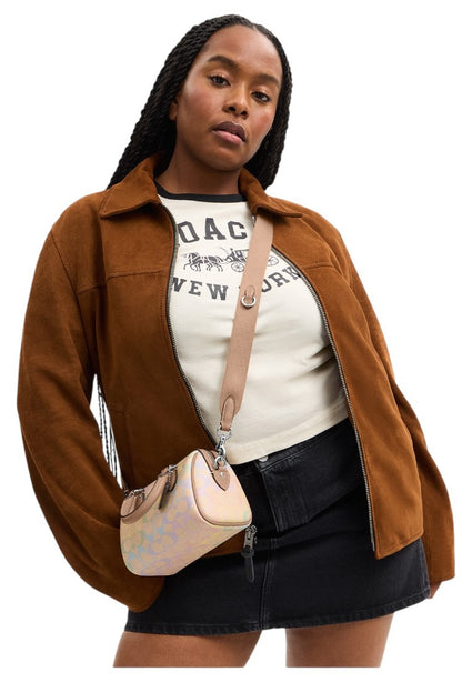 Coach Mini Rowan Crossbody Bag In Rainbow Signature Canvas - Sand/Multi