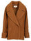 Chloe' Short Double-Breasted Wool Coat With Herringbone Pattern - Brown