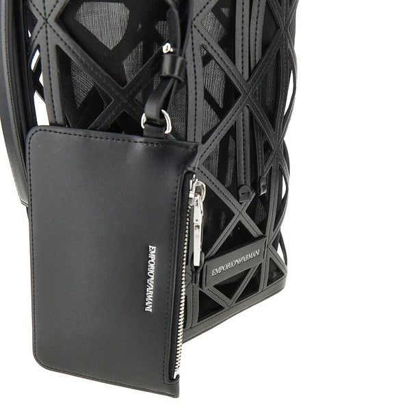 EMPORIO ARMANI Faux leather and mesh bucket bag