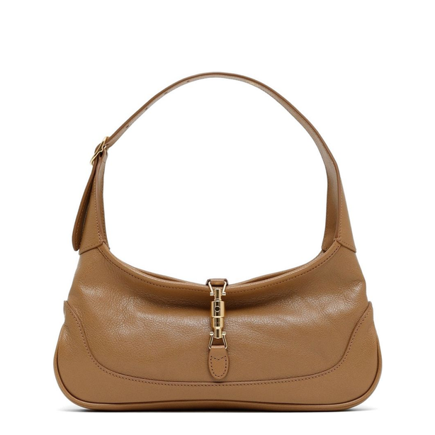 Jackie Slim Medium Soft Grain Leather Shoulder Bag - Dark Beige