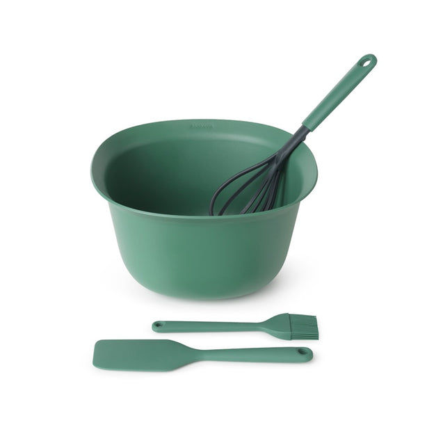 Brabantia Tasty+ Baking Set (Mixing Bowl 3.2 L, Whisk, Pastry Brush & Baking Spatula), Set of 4