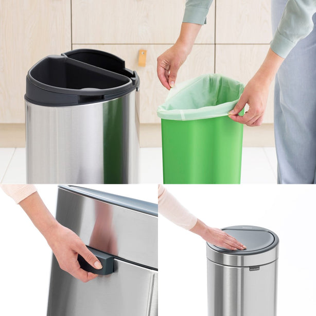 Brabantia Touch Bin New Recycle, 2x Inner Buckets, 23 + 10 L
