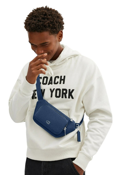 Coach Mens Belt Bag With Signature Canvas Interior Detail - Deep Blue