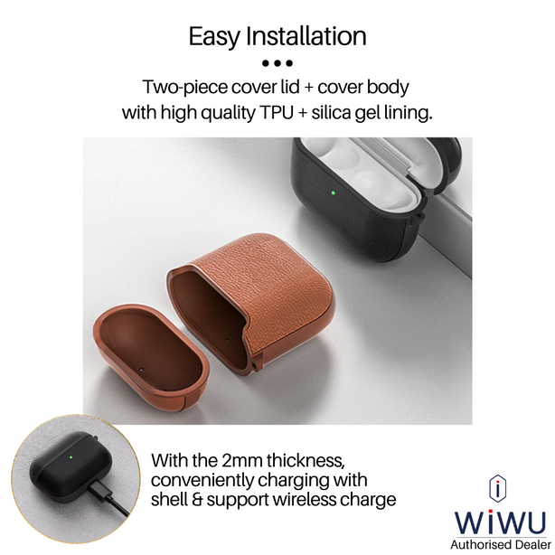WiWU Calf Skin Genuine Leather Case for Airpods