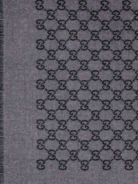 Gucci Double wool jacquard scarf with GG motif - Anthraciteblack
