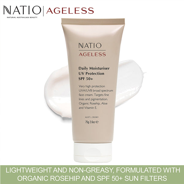 Natio Ageless Daily Moisturiser UV Protection SPF 50+, 75g