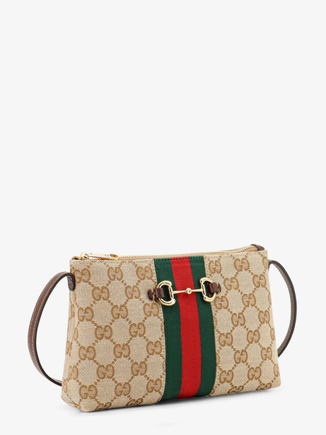 Gucci GG fabric crossbody with Nastro Web detail on the front - Beige