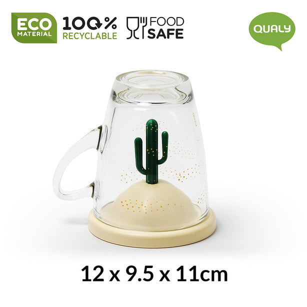 Qualy All Seasons Glass Mug And Lid/Holder (Summer)