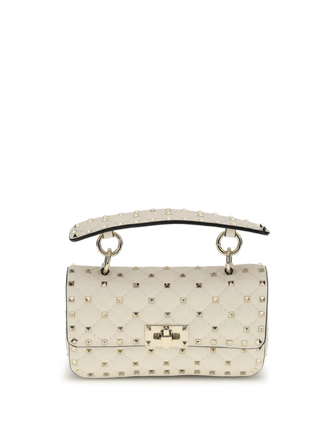 Valentino Garavani Rockstud Spike mini Top Handle Bag in nappa - Light Ivory