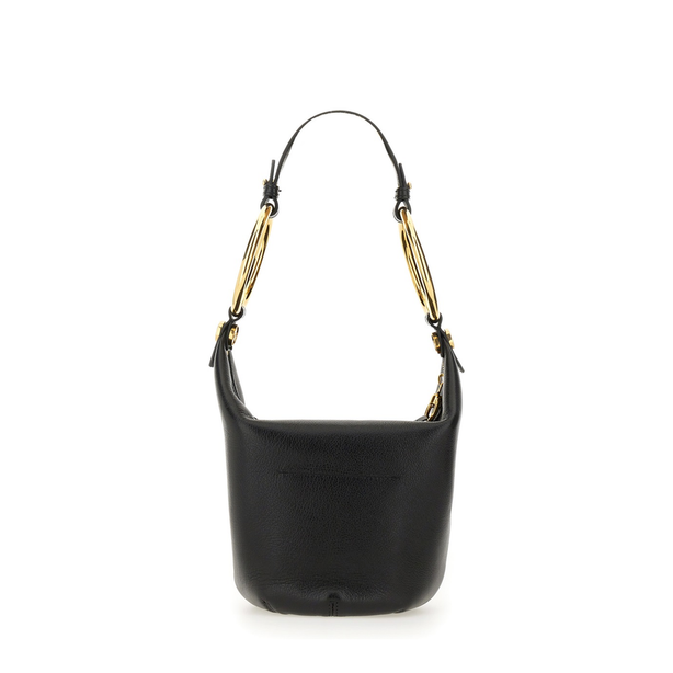 Small Buffalo Leather Shoulder Bag - Black