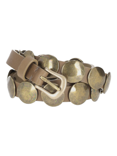 Trinidad Thin Washed Leather Belt With Studs