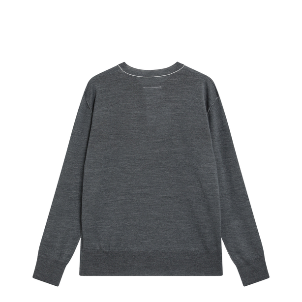 Grey Wool Sweater With Numeric Logo