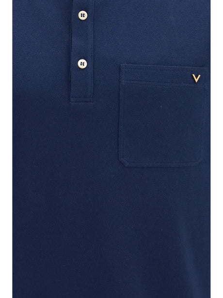 Valentino Cotton piqué Polo with VLogo - Indaco