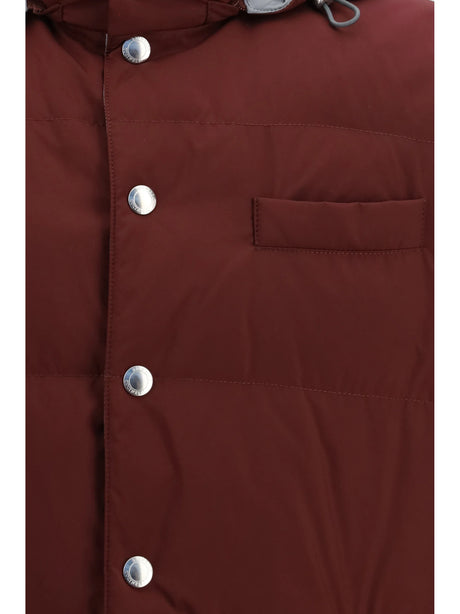 Brunello Cucinelli Sleeveless hooded Gilet - Burgundy
