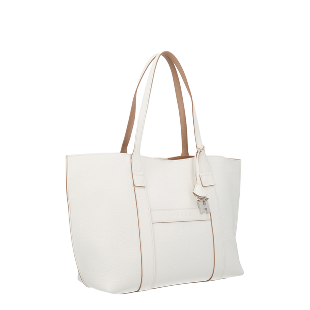 Hogan Script Medium Calf Leather Shopping Bag - Ivory