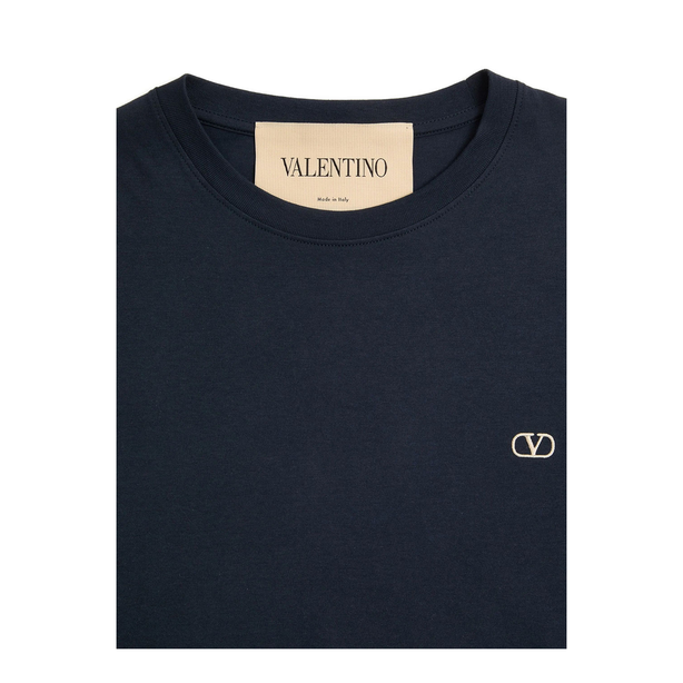 Cotton T-Shirt With Vlogo Embroidery