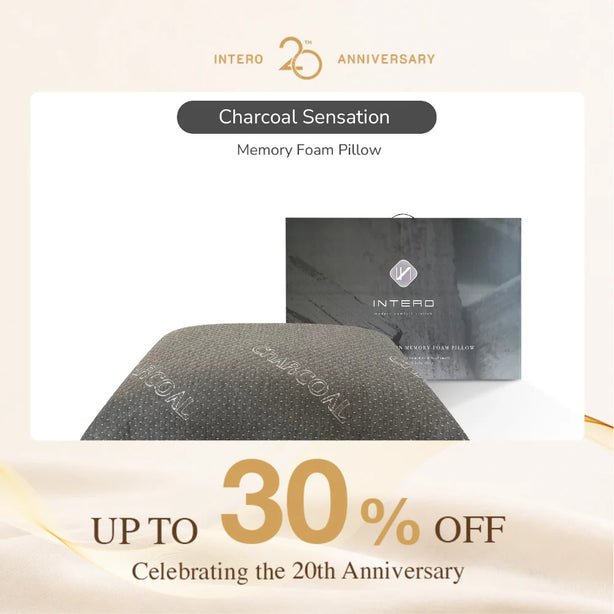 Intero Charcoal Sensation Memory Foam Pillow Cooling Ergonomic Neck Support