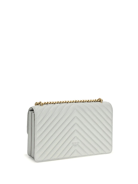 Pinko Love One Classic Shoulder Bag - Grey Pearl-Antique Gold