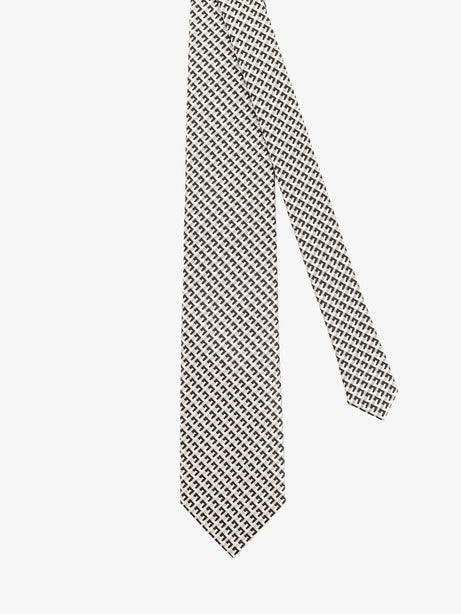 Tom Ford Silk tie with geometric pattern - Comboblack&Ivory