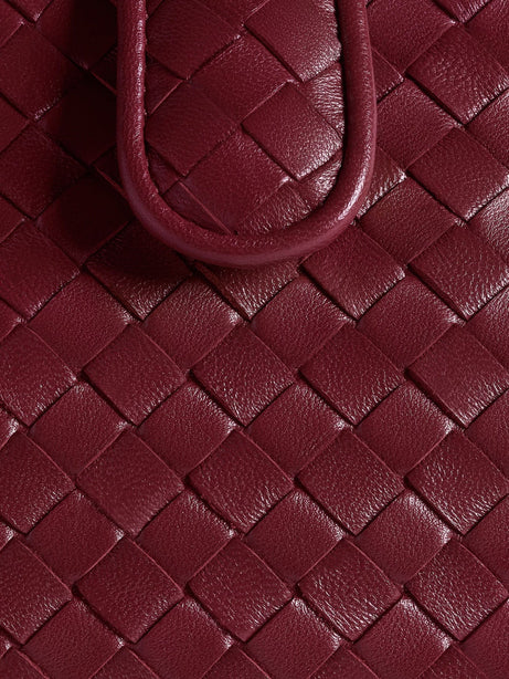 Bottega Veneta Lauren 1980 Intrecciato Leather Handbag - Lava Red-Brass V