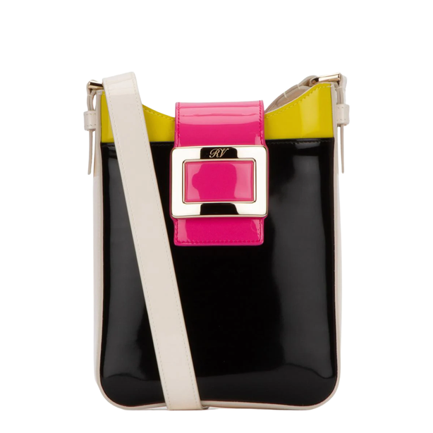 Belle Vivier Colour-Block Patent Leather Crossbody - Black/Multicolour