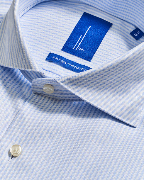 Highr, Light Blue Striped Oxford, Long Sleeve Shirt
