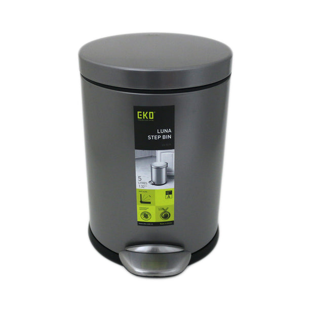 Eko Step Bin With Soft Closing Lid 5L Black Luna