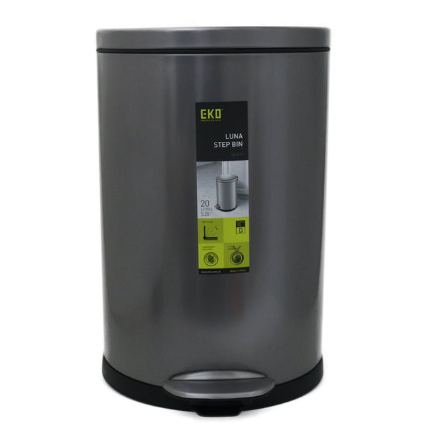 Eko Step Bin With Soft Closing Lid 20L Black Luna