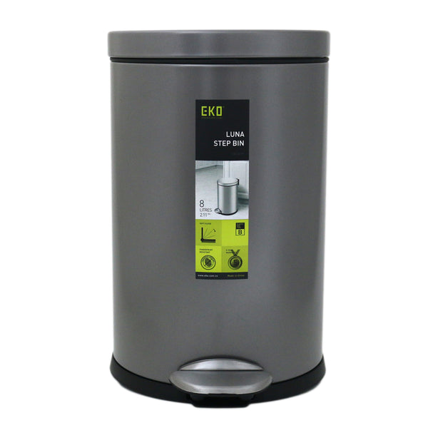 Eko Step Bin With Soft Closing Lid 8L Black Luna