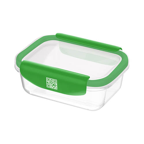Mastrad Borosilicate Glass Rectangle Storage Box With Pp Lid, -20°C To +400°C, Xs, Green, Stor'Eat