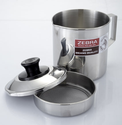 Zebra Oil Filter Pot W/Hdle & Spout 1.0Ltr