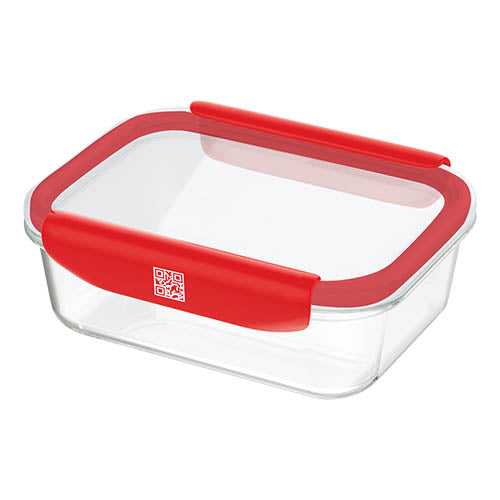 Mastrad Borosilicate Glass Rectangle Storage Box With Pp Lid, -20°C To +400°C, M, Red, Stor'Eat