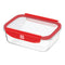 Mastrad Borosilicate Glass Rectangle Storage Box With Pp Lid, -20°C To +400°C, M, Red, Stor'Eat