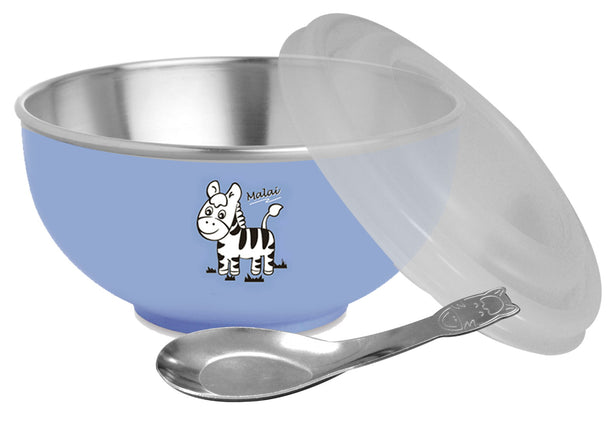 Zebra Kiddy Bowl With Cartoon Spoon Assorted Colours (Green Pink Blue And Yellow)