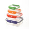 Mastrad 4 Pcs Borosilicate Glass Rectangle Storage Box With Pp Lid Set, -20¬∞C To +400¬∞C, Xs To L, Assorted Colors, Stor'Eat