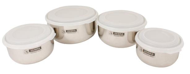 Zebra Food Storage 8Pcs Set (4 Size Bowl Come With Each Size Plastic Cover)  Extra