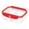 Mastrad Borosilicate Glass Rectangle 2-Compartments Storage Box With Pp Lid, -20°C To +400°C, M, Red, Stor'Eat