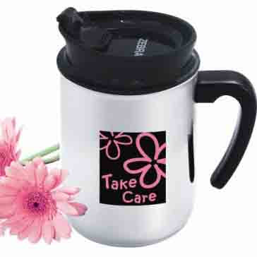 Zebra Double Wall Mug W/Pop Up Lid 8Cm Extra (Take Care)