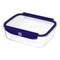 Mastrad Borosilicate Glass Rectangle Storage Box With Pp Lid, -20°C To +400°C, L, Blue, Stor'Eat