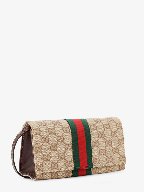 Gucci GG fabric shoulder bag with Nastro Web detail - Beige