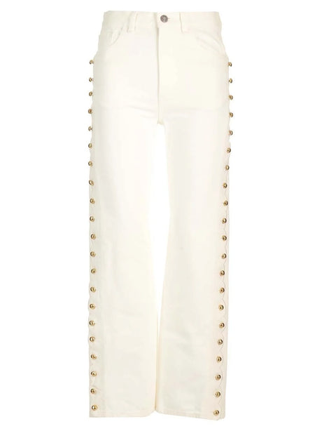 Chloe' Studded Crop Jeans - White